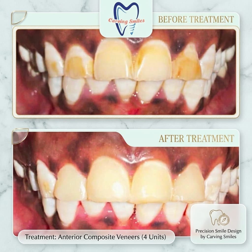 Anterior Composite Veneers – Before and After Treatment